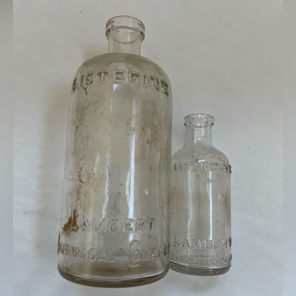 2  Vintage Listerine Glass Bottles Lambert Pharmacal Company Vintage No Top - Picture 12 of 12
